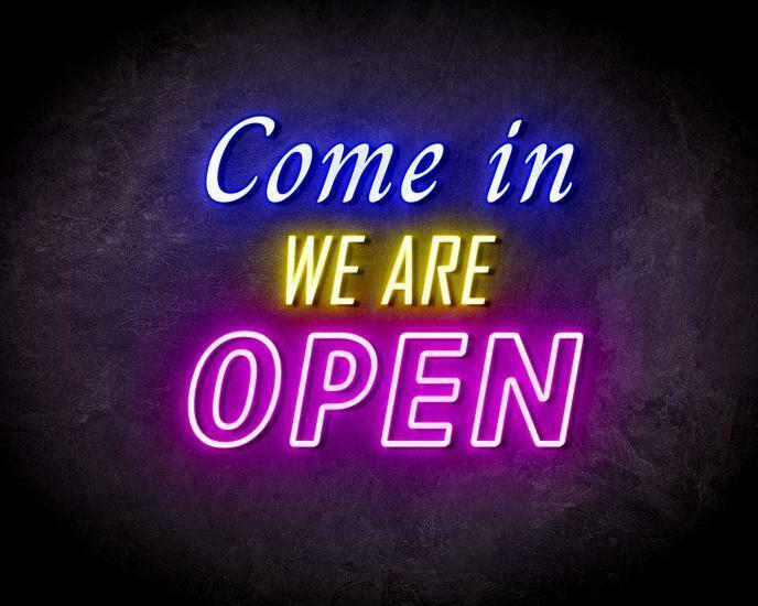 COME IN OPEN DOUBLE neon sign - LED neon reclame bord, Zakelijke goederen, Horeca | Overige, Verzenden