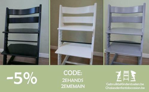 Stokke Tripp Trapp zwart wit grijs noir blanc gris, Kinderen en Baby's, Kinderstoelen, Meegroeistoel, Zo goed als nieuw, Aanschuifbaar