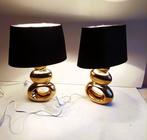 Lampe de table (2) - Modèle « galet/pierre » - Laiton doré -
