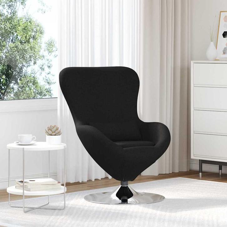 vidaXL Eivormige stoel Zwart 63 x 73 x 90 cm Stof, Huis en Inrichting, Fauteuils, Nieuw, Verzenden