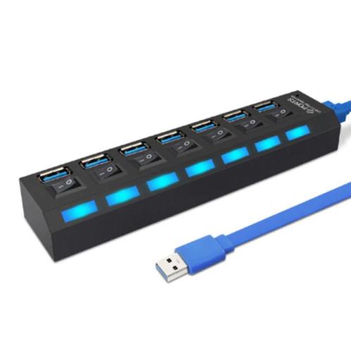 USB 3.0 Hub met 7 Poorten - 5Gbps Data Overdracht Splitter, Computers en Software, Pc- en Netwerkkabels, Nieuw, Verzenden