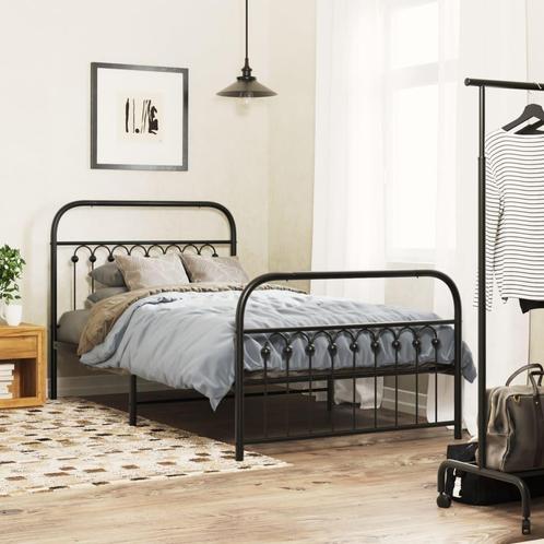 vidaXL Bedframe met hoofd- en voeteneinde metaal zwart, Huis en Inrichting, Slaapkamer | Bedden, Nieuw, Verzenden
