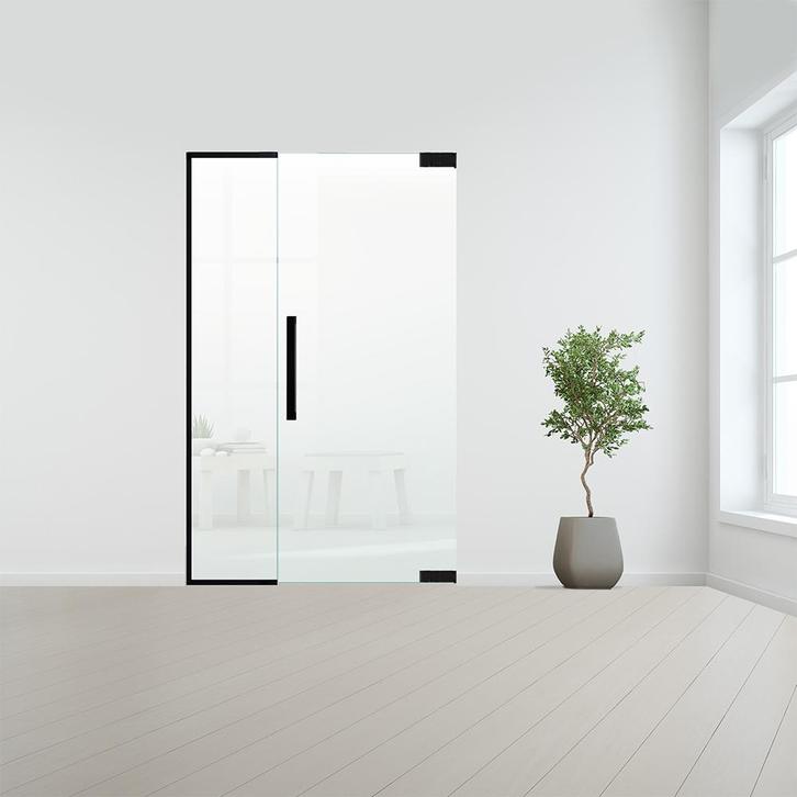 Glazen binnendeur met zijlicht zonder kozijn zwart beslag-Re, Doe-het-zelf en Bouw, Glas en Ramen, Nieuw, Verzenden