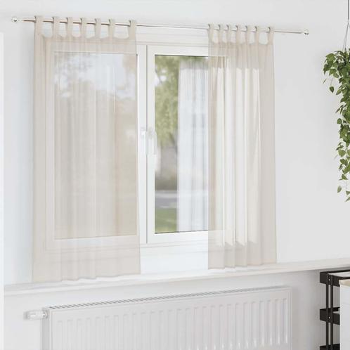 vidaXL Gordijnen voile met Tab Top 2 st crèmekleurig, Huis en Inrichting, Stoffering | Gordijnen en Lamellen, Nieuw, Verzenden