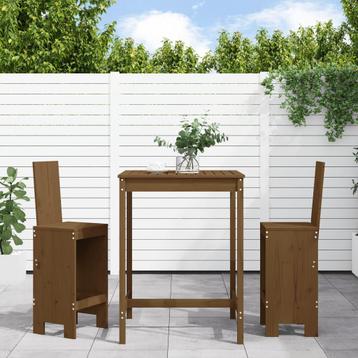 vidaXL 3-delige Tuinbarset massief grenenhout honingbruin, Verzenden