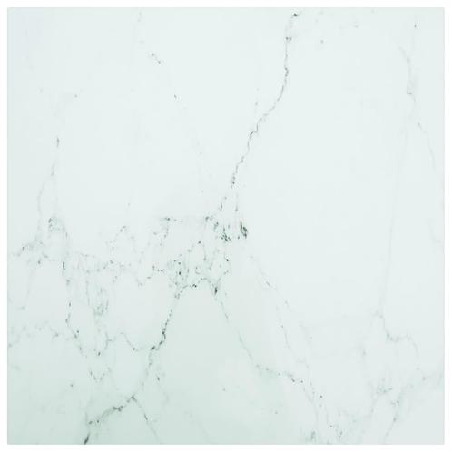vidaXL Tafelblad marmerontwerp 6 mm 70x70 cm gehard glas wit, Huis en Inrichting, Tafelonderdelen, Nieuw, Verzenden