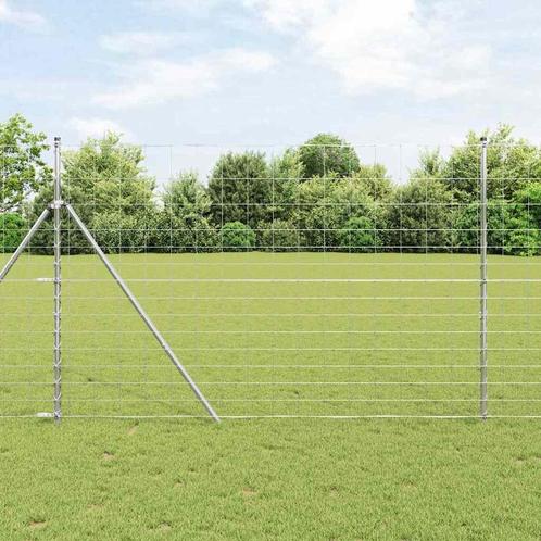 vidaXL Weidehekwerk Zilver 25 x 1.6 m Gegalvaniseerd staal, Tuin en Terras, Tuinhekken en Hekwerk, Nieuw, Verzenden