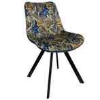 Stoel | Fluweel/Metaal | Blue Pattern | Zwarte Poten |, Verzenden, Nieuw in verpakking