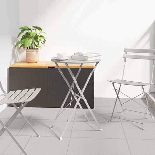 vidaXL Bistrotafel Beige Ø50x71 cm Poedergecoat staal, Tuin en Terras, Tuintafels, Nieuw, Verzenden
