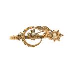 Vintage gouden broche met parels (gouden sieraden, geelgoud), Handtassen en Accessoires, Broches, Gebruikt, Overige kleuren, Ophalen of Verzenden