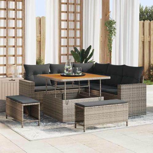 vidaXL Tuinbank Set met kussen 8 pcs Grijs 100 x 100 x 71 cm, Tuin en Terras, Tuinsets en Loungesets, Nieuw, Verzenden