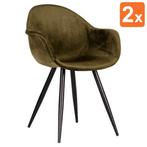 Stoelen | FIONA |  Fluweel/Metaal | Army Green |  ZwarteHC, Verzenden, Nieuw in verpakking