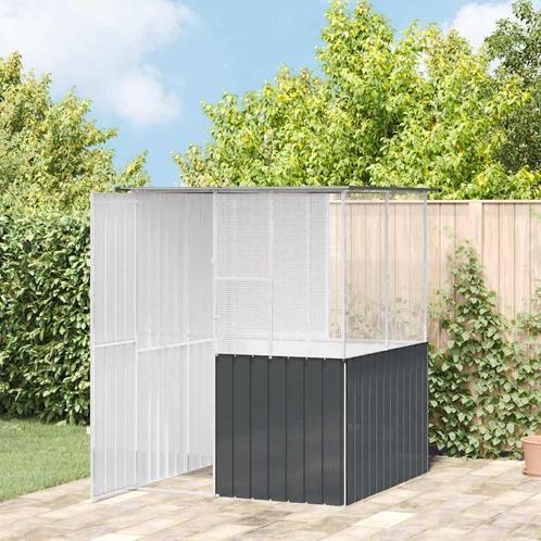 vidaXL Vogelkooi Antraciet 154 x 154 x 200 cm Gegalvaniseerd, Dieren en Toebehoren, Vogels | Toebehoren, Nieuw, Verzenden