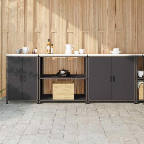 vidaXL Keukenopbergsysteem met plank 3 pcs Zwart 240 x 50 x, Huis en Inrichting, Kasten | Overige, Nieuw, Verzenden