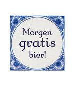 Tegels delfts blauw Morgen gratis bier 15cm, Maison & Meubles, Verzenden