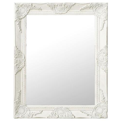 vidaXL Miroir mural style baroque 50x60 cm Blanc, Maison & Meubles, Accessoires pour la Maison | Miroirs, Neuf, Envoi