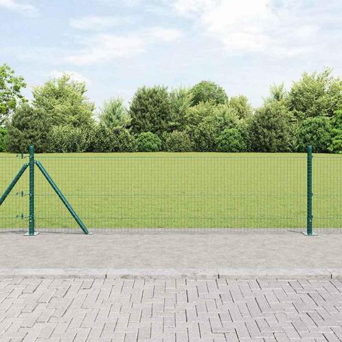 vidaXL Hek met Palen Groen 0.4 x 50 m Staal, Tuin en Terras, Tuinhekken en Hekwerk, Nieuw, Verzenden