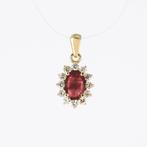 Hanger - 14 karaat Geel goud - 0.89ct. tw. Robijn - Diamant