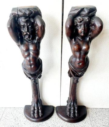 Sculpture, Cariatidi - 67 cm - Bois