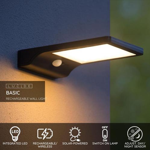 Lucide BASIC - Wandlamp - Zonne-energie - LED -, Huis en Inrichting, Lampen | Wandlampen, Nieuw, Verzenden