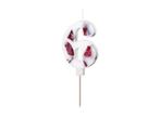 Birthday Candle Number 6, White with Flower Petals, 8 cm, Verzenden, Nieuw