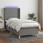 vidaXL Boxspring met matras en LED stof donkergrijs 90x200, Huis en Inrichting, Verzenden, Nieuw