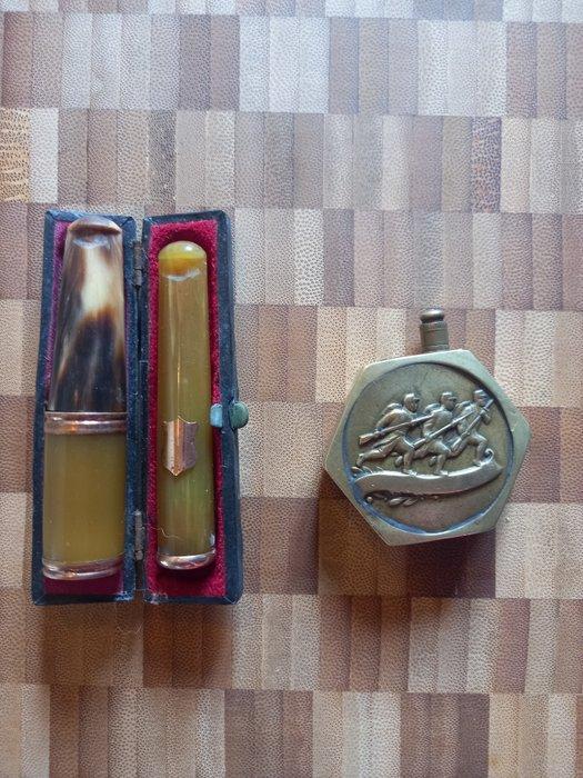 Zonder Minimumprijs - Sigarettenhouder (2) - Amber, Goud, Verzamelen, Rookartikelen, Aanstekers en Luciferdoosjes