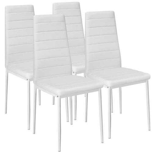 tectake Eetkamerstoelen, kunstleer - wit, Set van 4, Huis en Inrichting, Stoelen, Verzenden