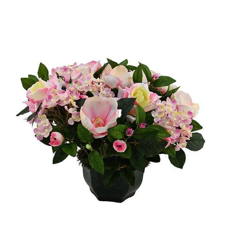 Kunstbloemstuk rozen hortensia magnolia, Huis en Inrichting, Woonaccessoires | Droogbloemen, Nieuw, Ophalen of Verzenden