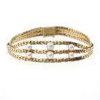 Gouden armband met parels | 18 cm (vintage) (vintage), Handtassen en Accessoires, Armbanden, Gebruikt, Overige kleuren, Ophalen of Verzenden