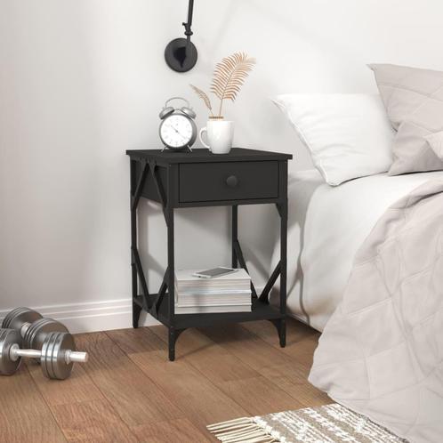 vidaXL Nachtkastje 40x42x60 cm bewerkt hout zwart, Huis en Inrichting, Slaapkamer | Nachtkastjes, Nieuw, Verzenden