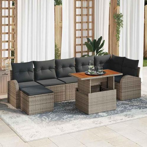 vidaXL Tuinbank Set met kussen 8 pcs Grijs, Tuin en Terras, Tuinsets en Loungesets, Nieuw, Verzenden