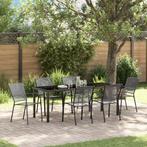 vidaXL 7-delige tuinset met een anthraciet stalen tafel, Tuin en Terras, Tuinstoelen, Verzenden, Nieuw