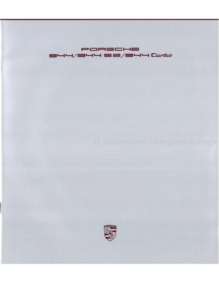 1989 PORSCHE 944 / TURBO / S2 BROCHURE DUITS, Boeken, Auto's | Folders en Tijdschriften, Ophalen of Verzenden