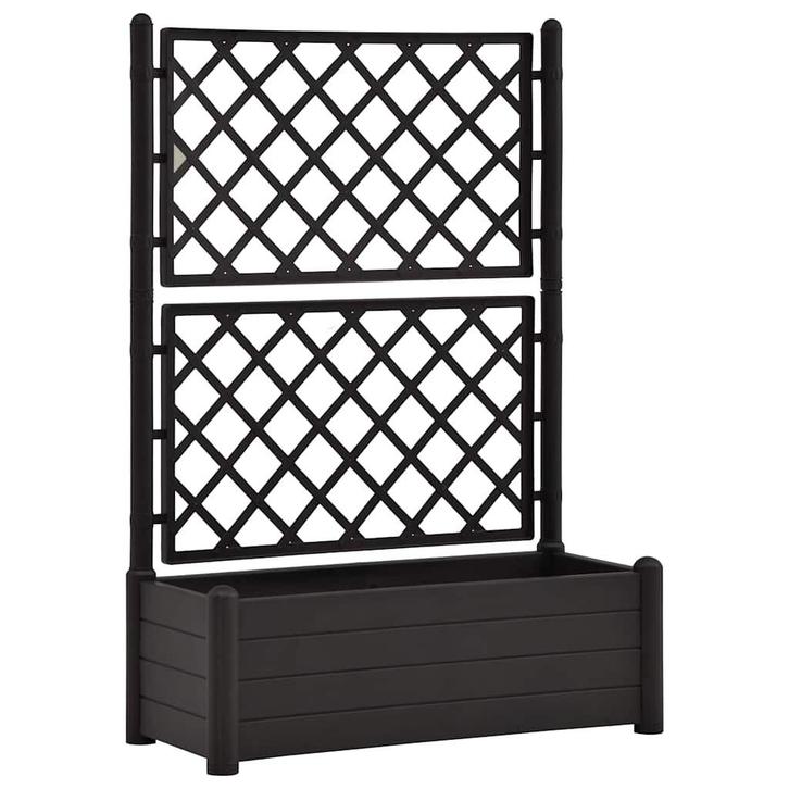Plantenbak met klimrek antraciet 100cm | Tweede kansje |..., Tuin en Terras, Bloembakken en Plantenbakken, 60 cm of meer, 60 tot 100 cm