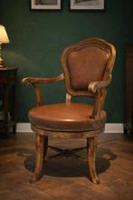 Bureaustoel - Hout, Leder - klassieke draaifauteuil, Antiek en Kunst, Curiosa en Brocante