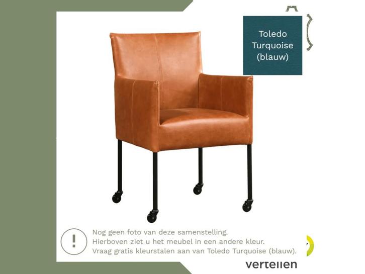 Leren eetkamerstoel Desire - Toledo Turquoise (blauw) -, Huis en Inrichting, Stoelen, Blauw, Eén, Nieuw, Leer, Ophalen of Verzenden