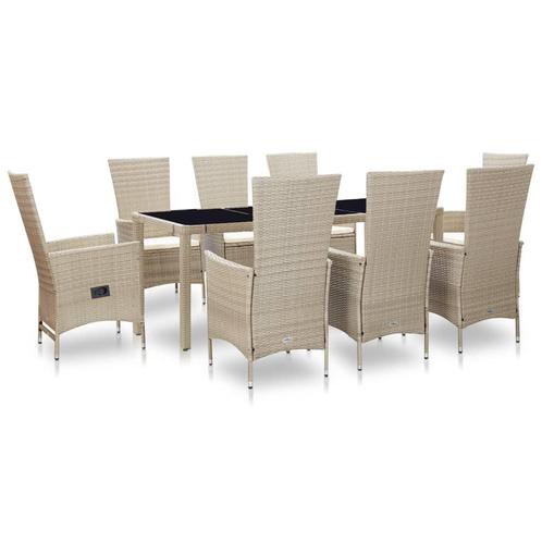 vidaXL Ensemble à manger dextérieur et coussins 9 pcs, Jardin & Terrasse, Ensembles de jardin, Neuf, Envoi