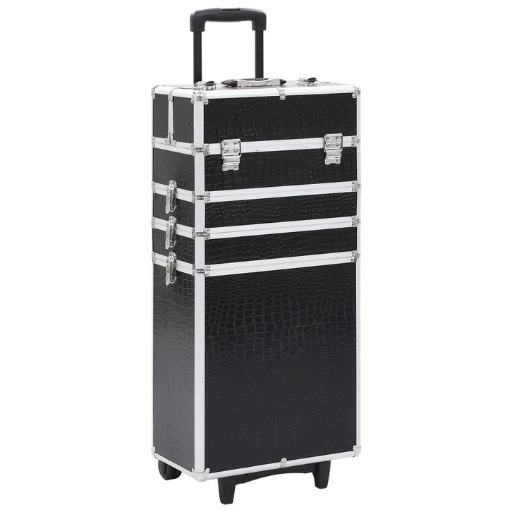 vidaXL Make-up trolley aluminium zwart met, Handtassen en Accessoires, Toilettassen, Nieuw, Verzenden