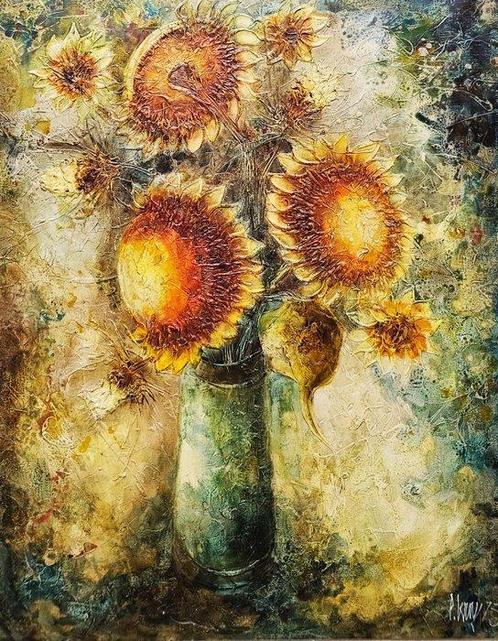 European School (XX) - Girasoles en otoño, Antiquités & Art, Art | Peinture | Classique