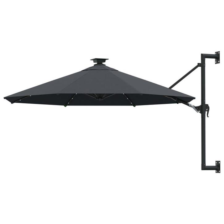 Antraciet Wandparasol met LEDs | Tweede Kansje | Ruimteb..., Tuin en Terras, Parasols, 3 tot 4 meter, Nieuw, Muurparasol, Verzenden