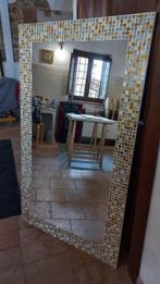 Wandspiegel - Hout, Glas - Spiegel met gouden mozaïek, Antiek en Kunst