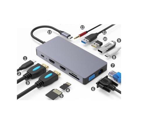 DrPhone MD5 - 12 in 1 Hub - 2x HDMI - 3 schermen - USB-C, Informatique & Logiciels, Ordinateurs & Logiciels Autre, Envoi