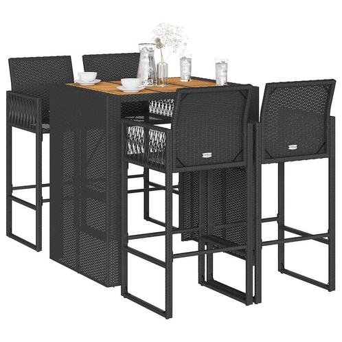 vidaXL 5-delige Tuinbarset zonder kussens poly rattan acacia, Tuin en Terras, Tuinsets en Loungesets, Nieuw, Verzenden