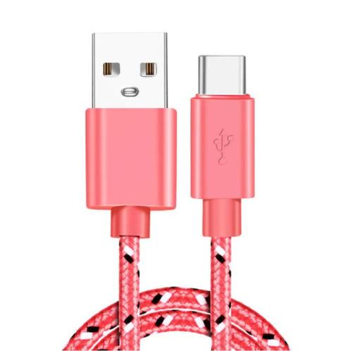 USB-C Oplaadkabel 2 Meter Gevlochten Nylon - Tangle, Telecommunicatie, Mobiele telefoons | Telefoon-opladers, Nieuw, Verzenden