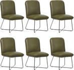 Set van 6 Olijfgroene leren industriële design, Huis en Inrichting, Stoelen, Nieuw, Vijf, Zes of meer stoelen, Modern, Leer