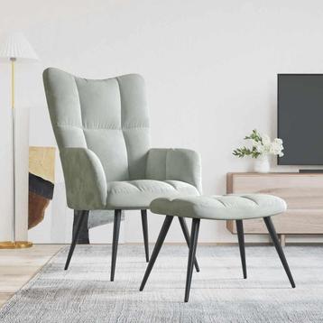 vidaXL Relaxstoel met voetenbank fluweel lichtgrijs, Huis en Inrichting, Fauteuils, Verzenden, Nieuw