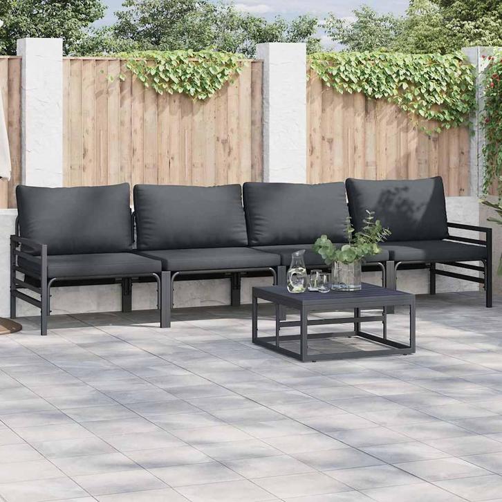 vidaXL Tuinbank Set Antraciet Staal, Tuin en Terras, Tuinsets en Loungesets, Nieuw, Verzenden