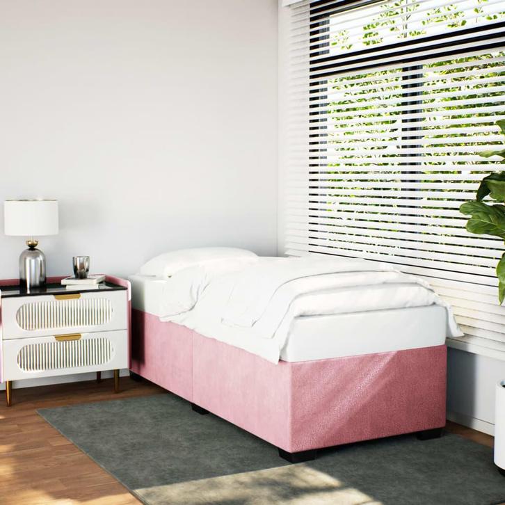 vidaXL Bedframe fluweel roze 80x200 cm, Huis en Inrichting, Slaapkamer | Bedden, Nieuw, Verzenden