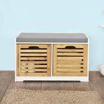 2dekans | Schoenenbank van bamboe met grijs kussen - 46x69, Ophalen of Verzenden